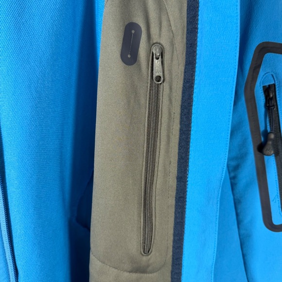 Jack Wolfskin Flex Shield Softshell Jacket Mens L Blue Stormlock Full Zip Hooded - Picture 16 of 16